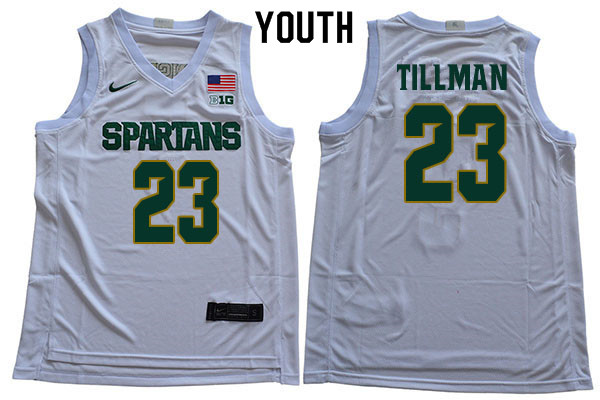 2019-20 Youth #23 Xavier Tillman Michigan State Spartans College Basketball Jerseys Sale-White